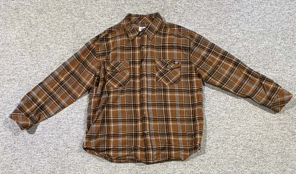 Dickies Men's XL Heavy Weight Cotton Flannel Shirt Plaid Long Sleeve for Work